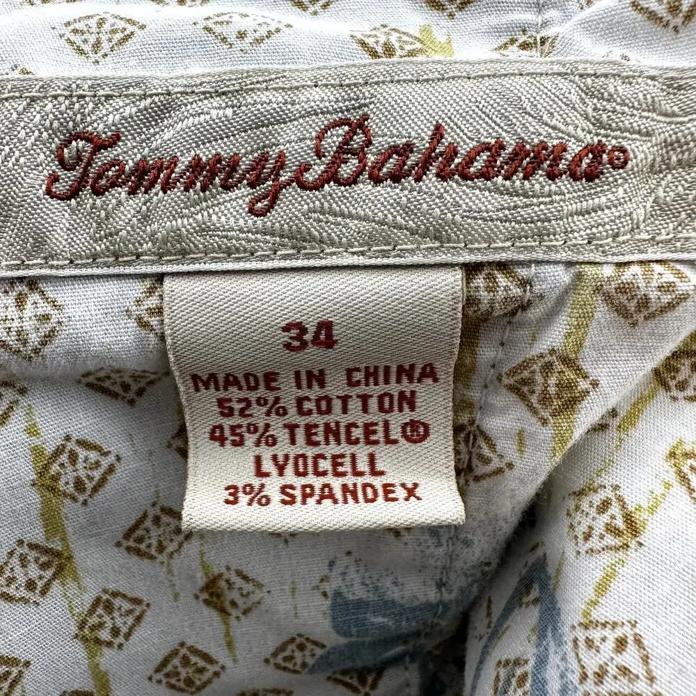 Tommy Bahama Casual Shorts Slash Pockets Zip Fly Outdoor Olive Beige 34